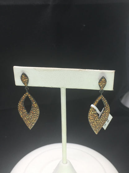 Yellow Sapphire Marquise Shape Silver Earrings,