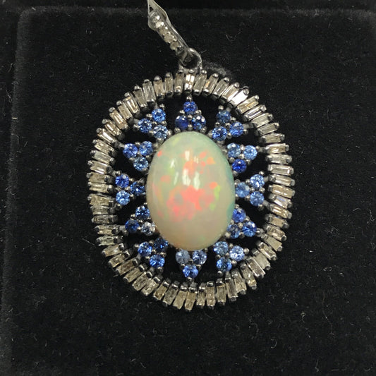 Opal with diamond Pendants