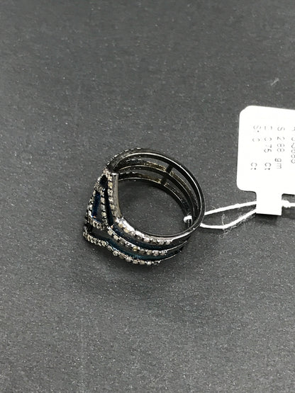 Pave Diamond Ring .925 Oxidized Sterling Silver Diamond Ring, Genuine handmade pave diamond Ring Size Approx 0.84"(18 x 21 MM)