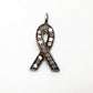 Ribbon Diamond Charm .925 Oxidized Sterling Silver Diamond Charms, Genuine handmade pave diamond Charm Size Approx 0.68"(7 x 17 MM)