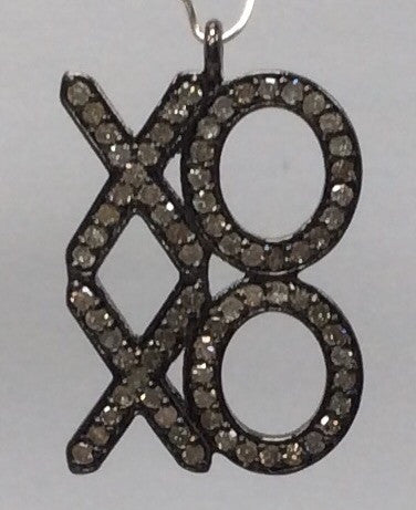 XOXO Diamond charm .925 Oxidized Sterling Silver Diamond charm, Genuine handmade pave diamond charm Size Approx 0.80"(15 x 20 MM)