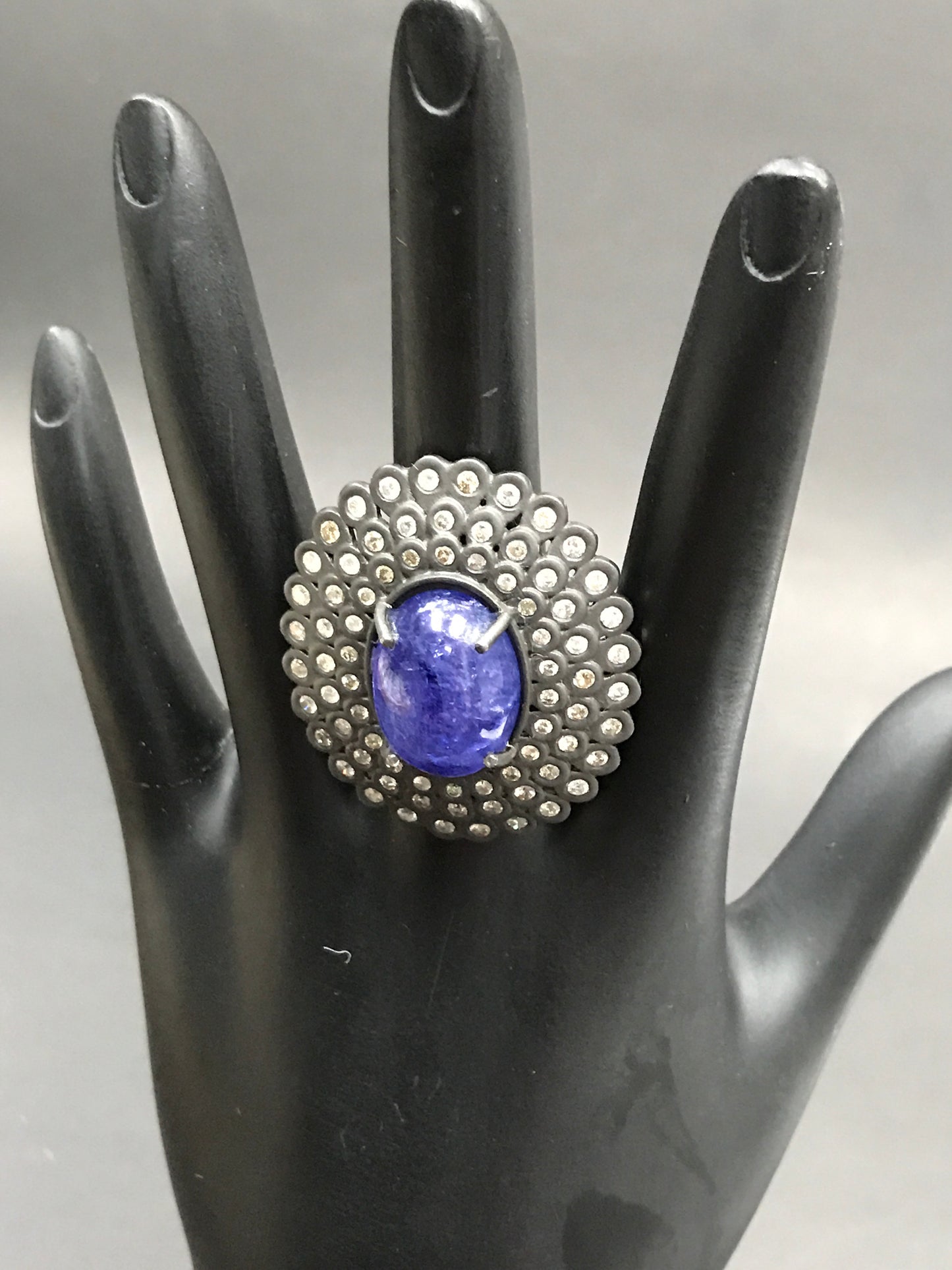 Pave Diamond Ring .925 Oxidized Sterling Silver Diamond Ring, Genuine handmade pave diamond Ring