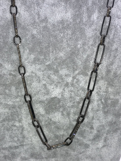 Rectangle Diamond Link Chain Necklace