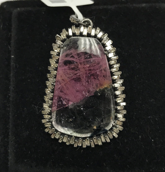Watermelon Pink Tourmaline Diamond Pendant