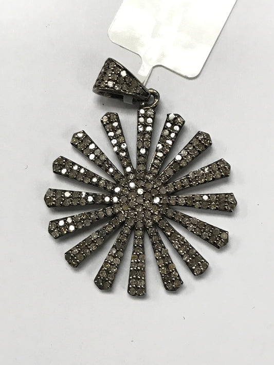 Sun Burst Shape Diamond Pendants