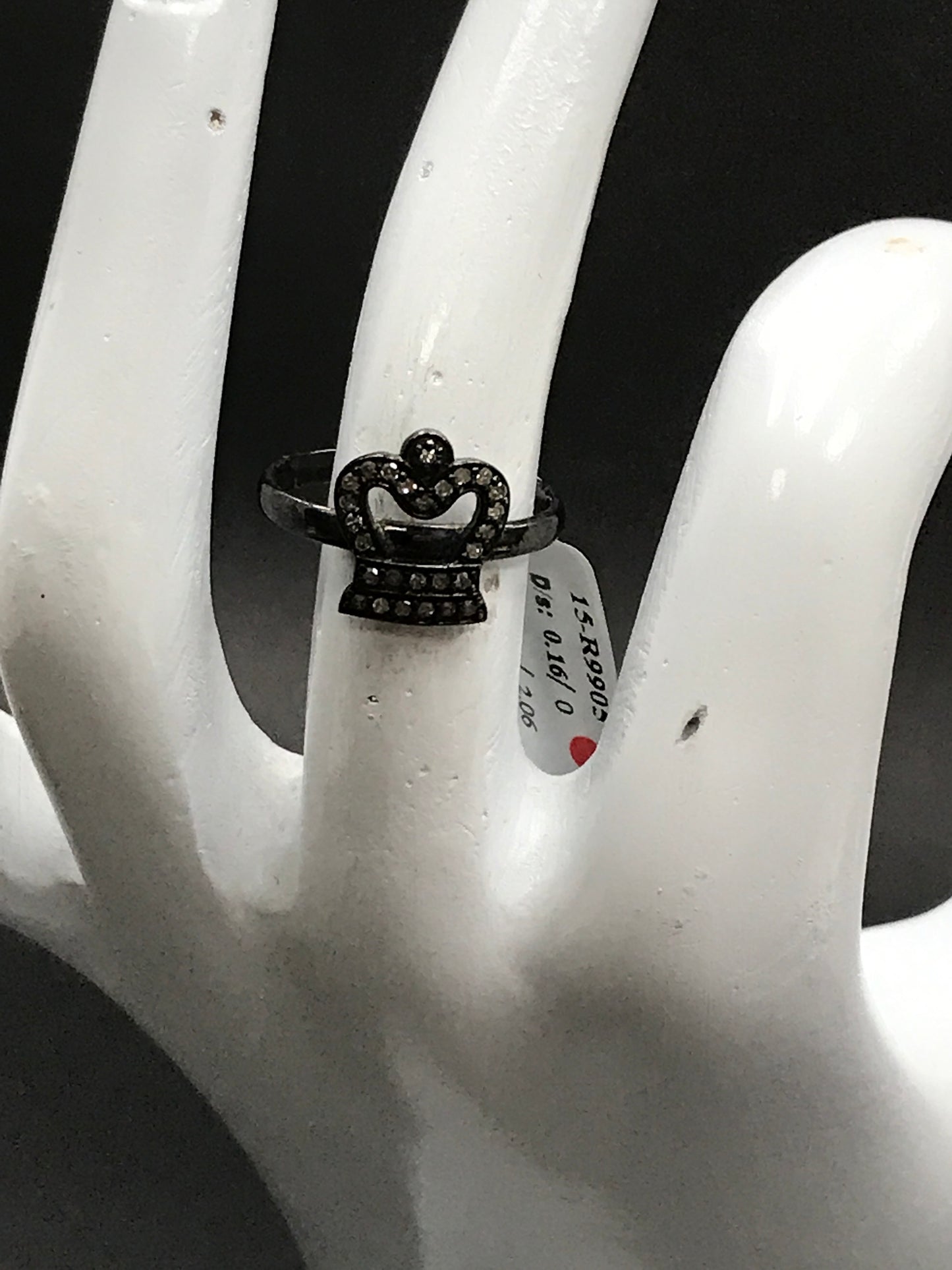 Diamond and Silver Black Rhodium Finish Ring