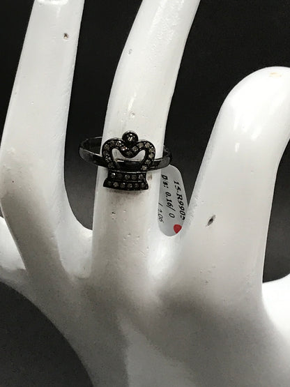 Diamond and Silver Black Rhodium Finish Ring