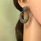 Oval Shape Silver Oxidized Earring with Diamonds