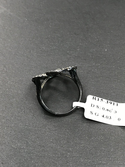 Pave Diamond Ring .925 Oxidized Sterling Silver Diamond Ring, Genuine handmade pave diamond Ring Size Approx 0.84"(21 x 21 MM MM)
