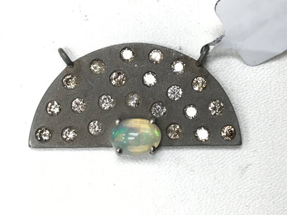 Half "D" Shape Diamond Pendant