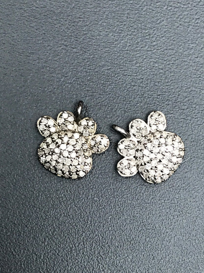 Diamond Accent Paw Print Charms