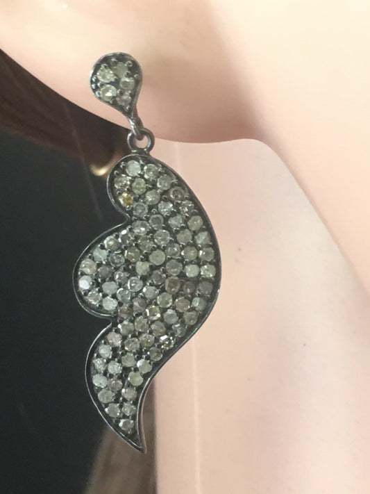 Silver and Diamond Pave EARRINGS