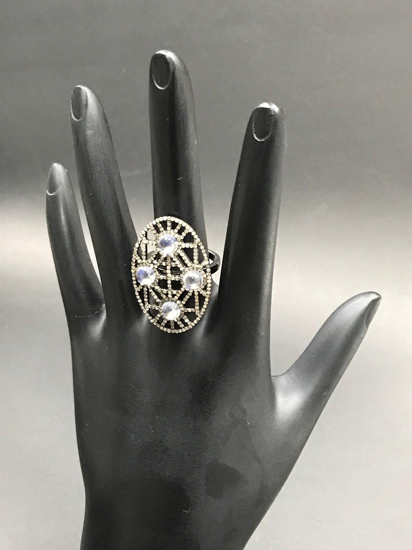 Oval Shape Diamond Ring with Opal