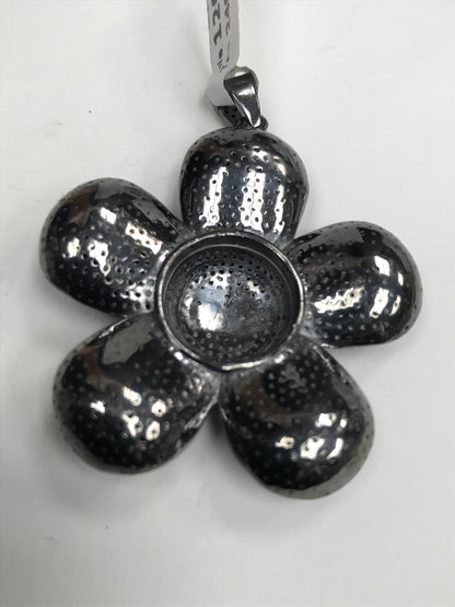 Flowers Black Spinel/White Topaz Charm