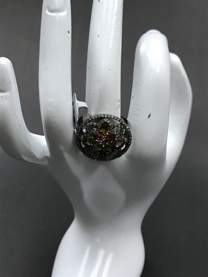 Diamond and Multi Tourmaline Rings
