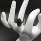 Hamsa Hand Diamond and Silver Black Rhodium Finish Ring