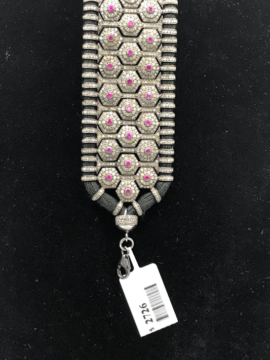Diamond and Ruby macrame bracelet