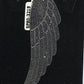 Wings Black Spinal Charm, Pave Black Spinel ,Approx 3.12'' ( 78 x 22 mm) Oxidized Silver, Silver ,Black Spinel