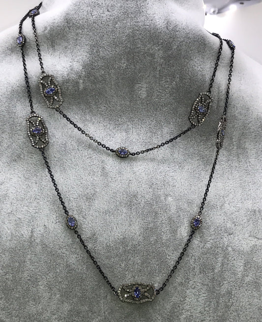 Tanzanite and Diamond Designer Necklace