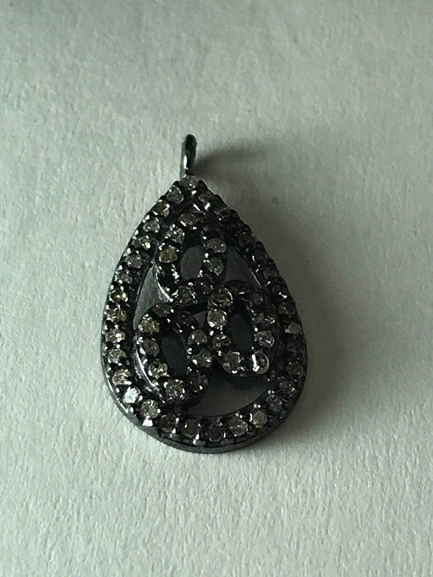 Triangle Diamond Charm .925 Oxidized Sterling Silver Diamond Charm, Genuine handmade pave diamond Charm Size Approx 0.48"(12 x 12 MM)