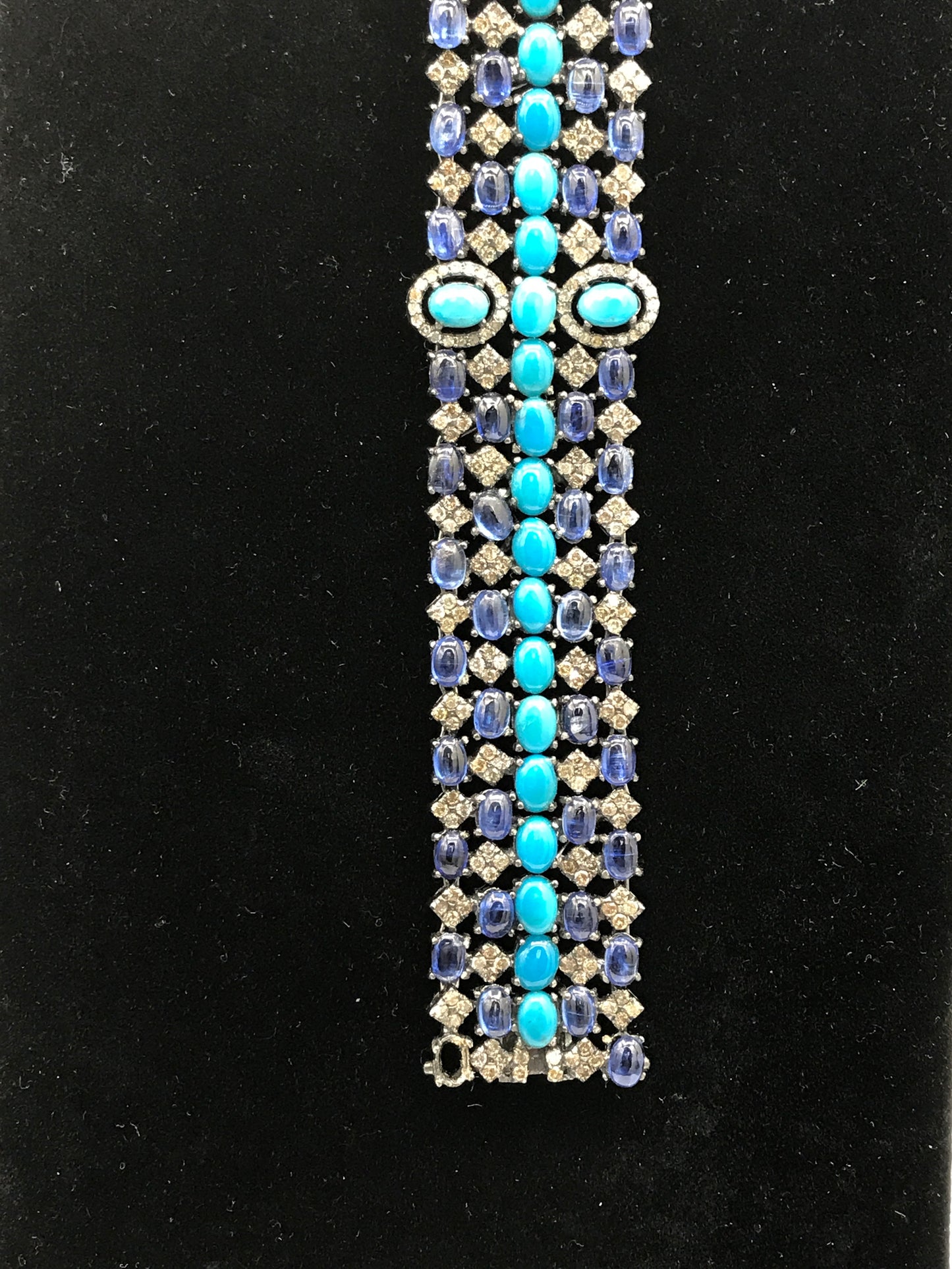 Turquoise and Kynite Designer Bracelet with Diamonds