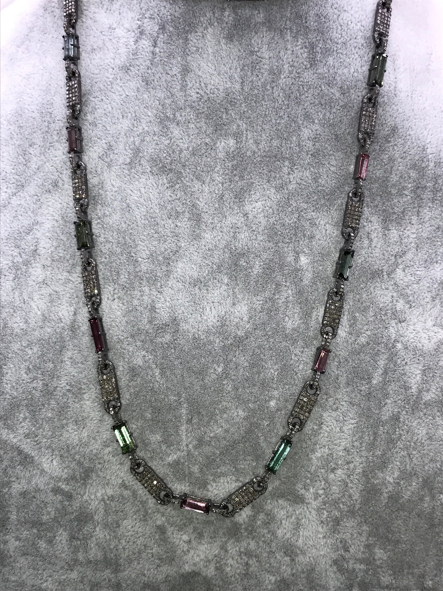 Tourmaline and Diamond Link Chain Necklace