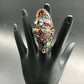 Diamond and Silver Multi Sapphire Stone Black Rhodium Finish Ring