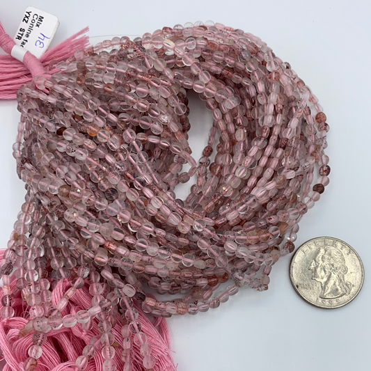 Strawberry Quartz Faceted Beads Coin, Beads Coin Beads, Coin