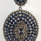 Disc with Sapphire Diamond Pendant  .925 Oxidized Sterling Silver Diamond Pendants, Genuine handmade pave diamond Size 33 x 54 MM