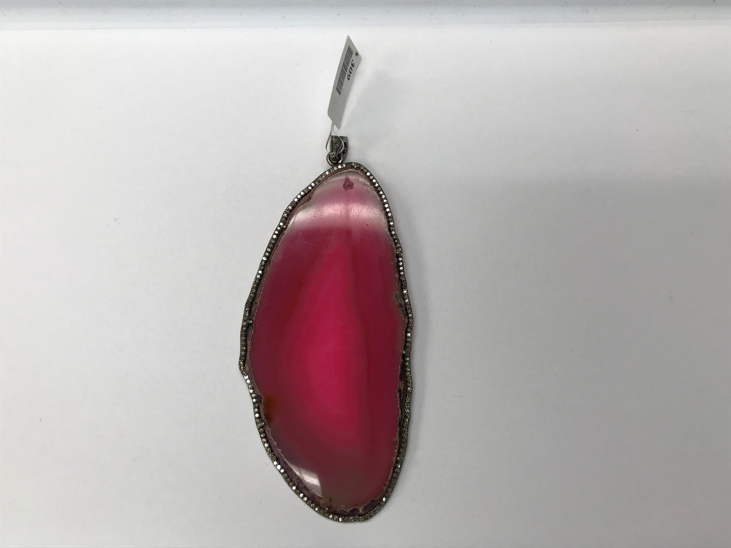 Onex Stone Pendant, Silver Diamond Encircled, Approx 108 x 52 MM