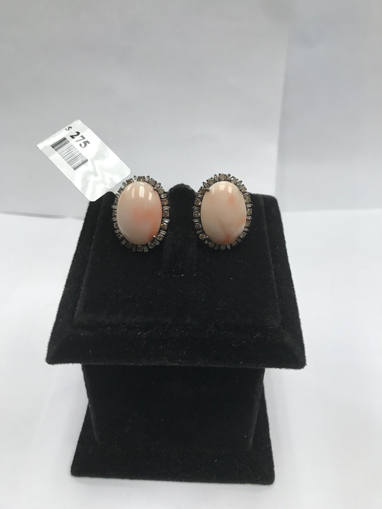 Coral and Diamond Earring Stud