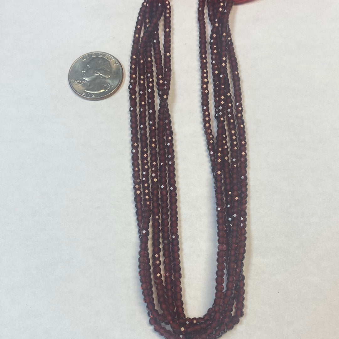 GARNET BEADS ROUND FACETED 3-4MM