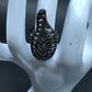 Diamond Full Leaf Shape Diamond Ring, Pave Diamond Ring, Pave Full Leaf Ring, Approx 38 x 17mm. Sterling Silver