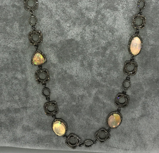 Opal and Diamond Designer Necklace