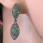 Marquise Diamond Silver Earring .925 Oxidized Sterling Silver Diamond Earring, Genuine handmade pave diamond Earring Size 1.40"(9 x 35 MM )