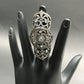 Diamond and Moon Stone Black Rhodium Finish Silver Rings