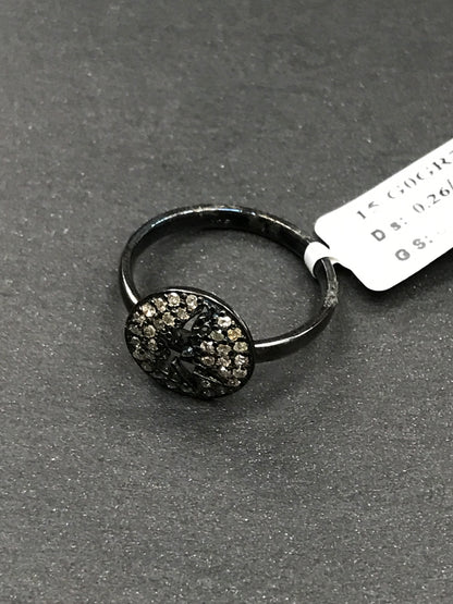 Diamond and Silver Black Rhodium Finish Ring