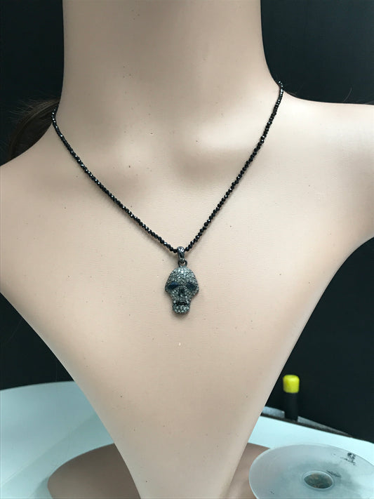 Diamond Pendant .925 Oxidized Sterling Silver Diamond Pendant, Genuine handmade pave diamond Pendant Size 0.80"(14 x 20 mm)