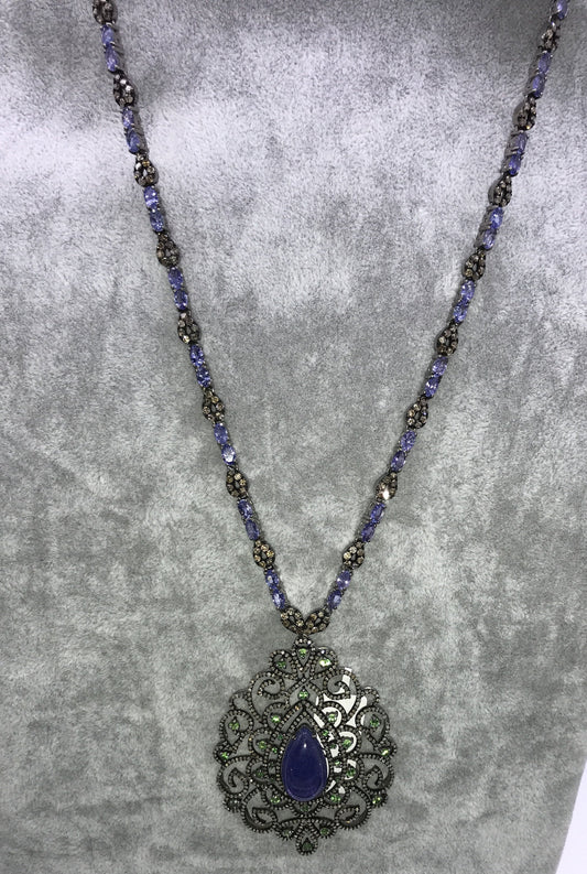 Tanzanite and Diamond Designer long Necklace