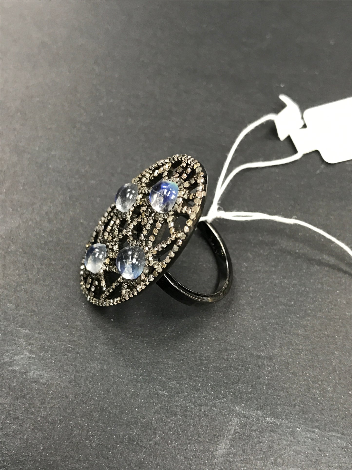 Oval Shape Diamond Ring with Opal