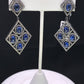 Diamond Shape Diamond Silver Earring .925 Oxidized Silver Diamond Earring, Genuine handmade pave diamond Earring Size 2.40"(27 x 60 MM )
