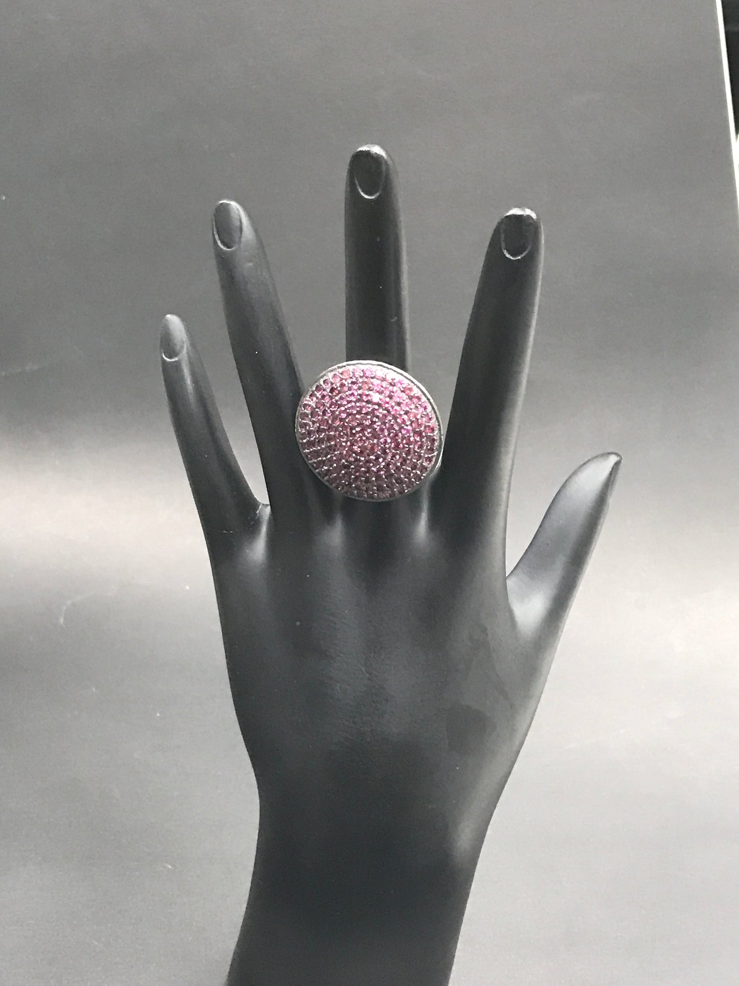 Round Black Spinal Ring .925 Oxidized Sterling Silver Black Spinal Ring, Genuine handmade pave Black Spinal Ring Size Approx(28 mm)