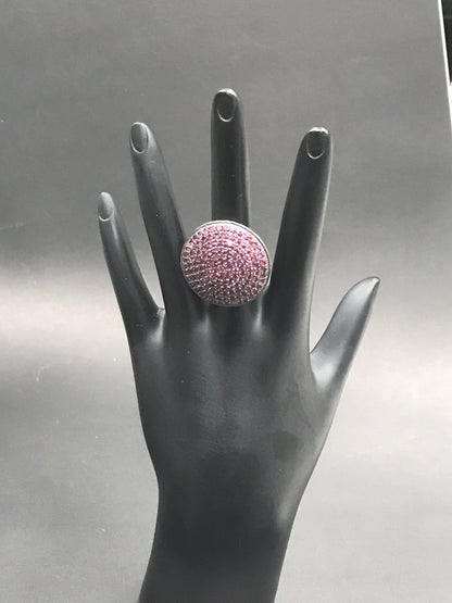 Round Black Spinal Ring .925 Oxidized Sterling Silver Black Spinal Ring, Genuine handmade pave Black Spinal Ring Size Approx(28 mm)