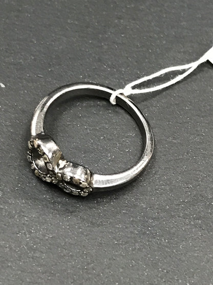 Figure Eight Pave Diamond Ring .925 Oxidized Sterling Silver Diamond Ring, Genuine handmade pave diamond Ring .
