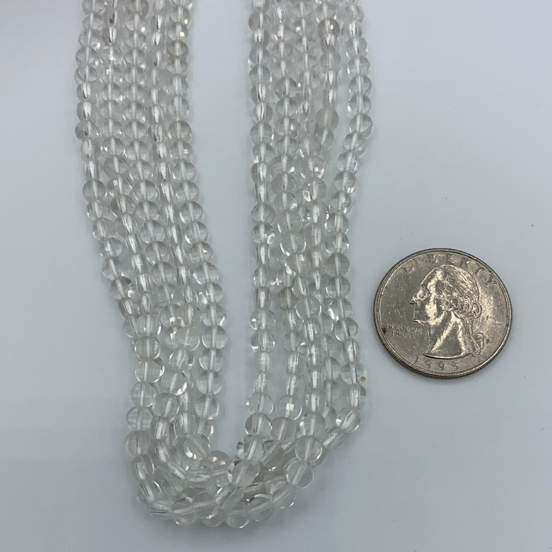 Crystal Quartz Faceted Beads Coin, Beads Coin Beads, Coin