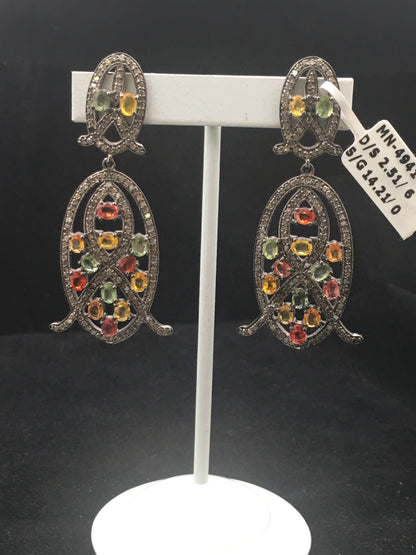 Diamond sapphire Earrings,