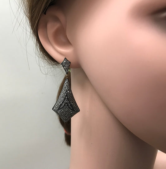 Silver and Diamond Pave  EARRINGS