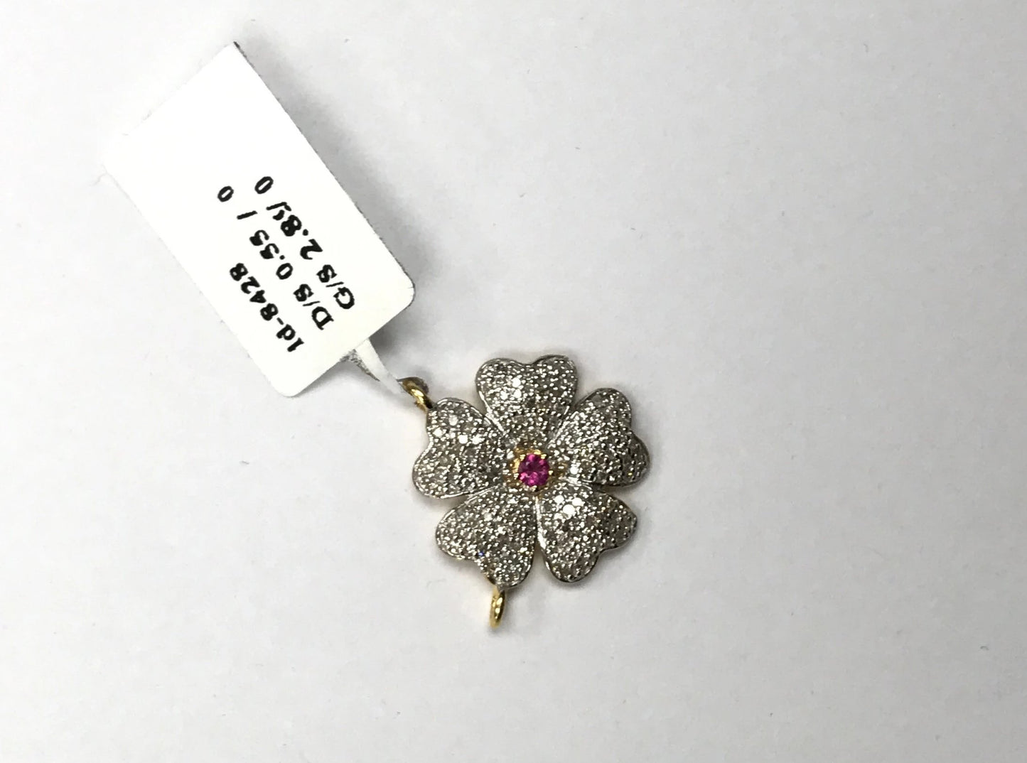 14K Solid Gold Flower Diamond Pendants. Genuine handmade pave diamond Pendant.
