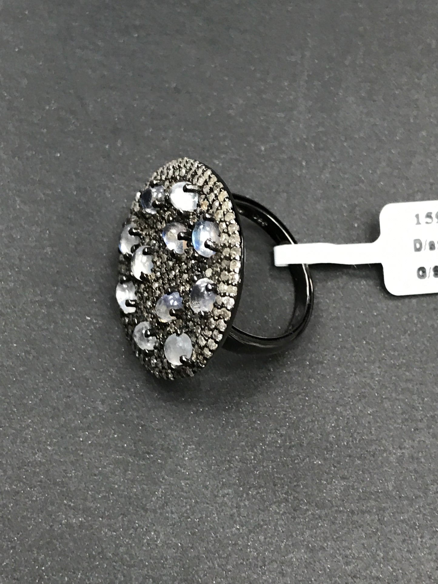 Diamond and Silver Rainbow Moonstone Rings