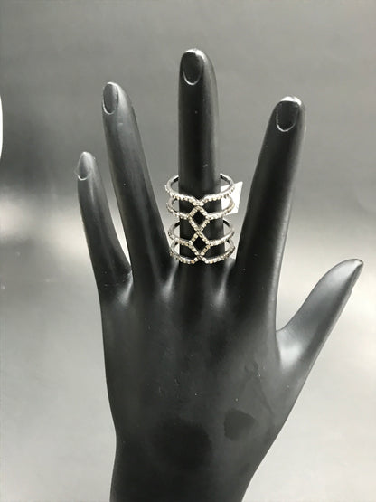 Pave Diamond Ring .925 Oxidized Sterling Silver Diamond Ring, Genuine handmade pave diamond Ring Size Approx 0.88"(22 x 20 mm)